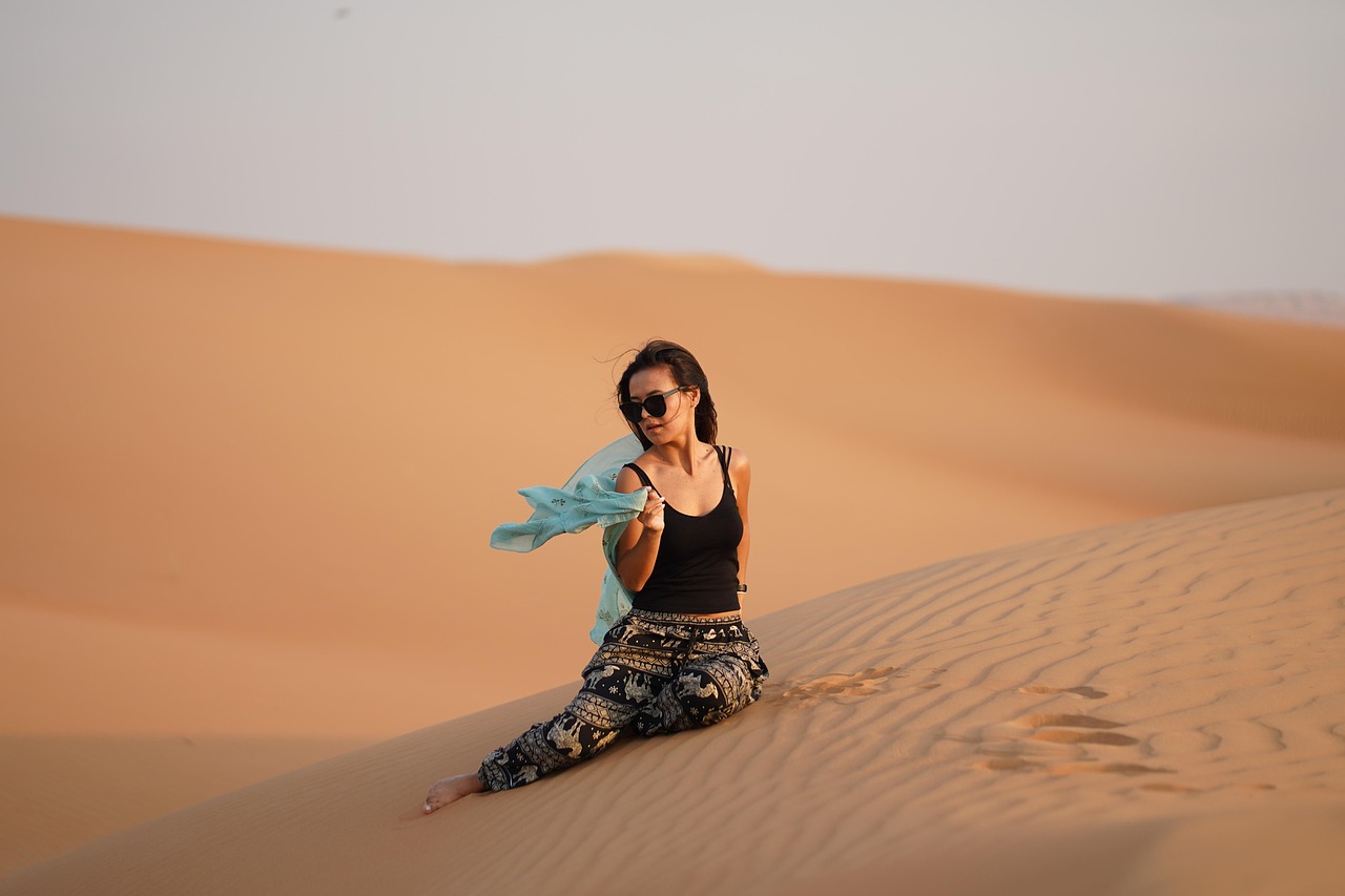 dubai, desert, nature, girl, sand